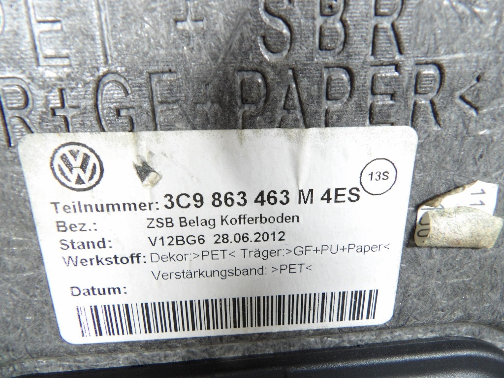 mats boot VW PASSAT B7 KOMBI 3C9863463M