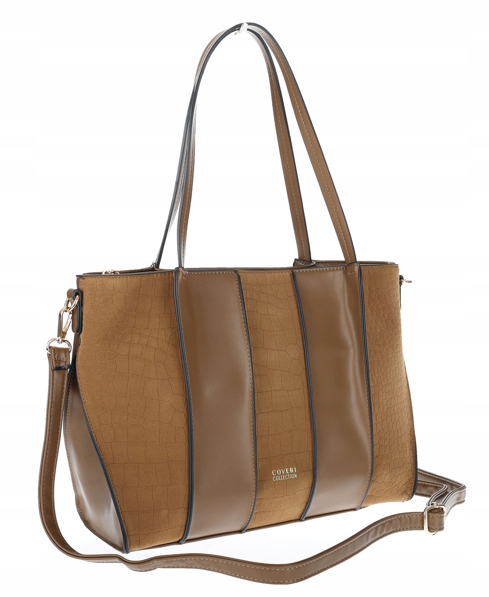 Dámská shopper kabelka semišová prostorná A4 taška přes rameno CC891 Taupe
