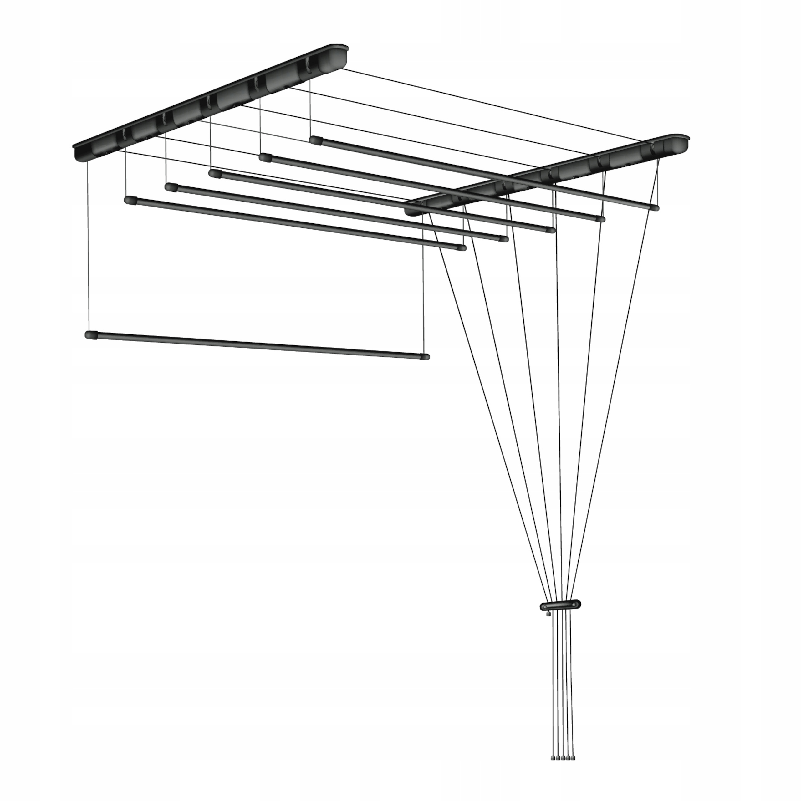 Černá Sušák Na Prádlo, 6 Tyčí, 150 cm, Natahovací
