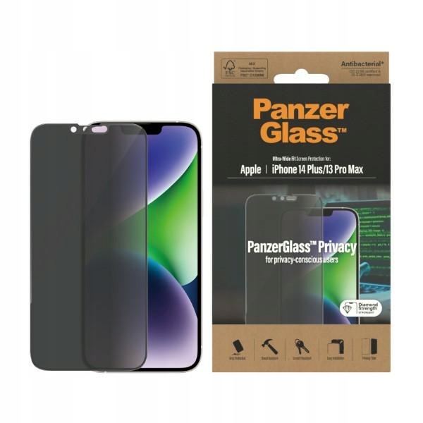 tvrzené sklo PanzerGlass Uw S Privátním Filtrem pro iPhone 14 Plus 13 Pro Max