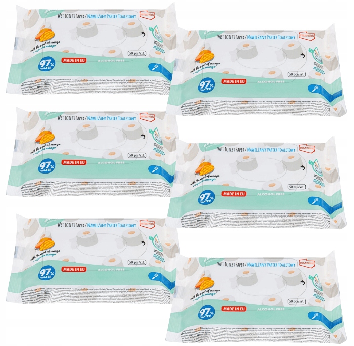 NAWILŻANY PAPIER TOALETOWY DLA DZIECI 6PAK 300szt