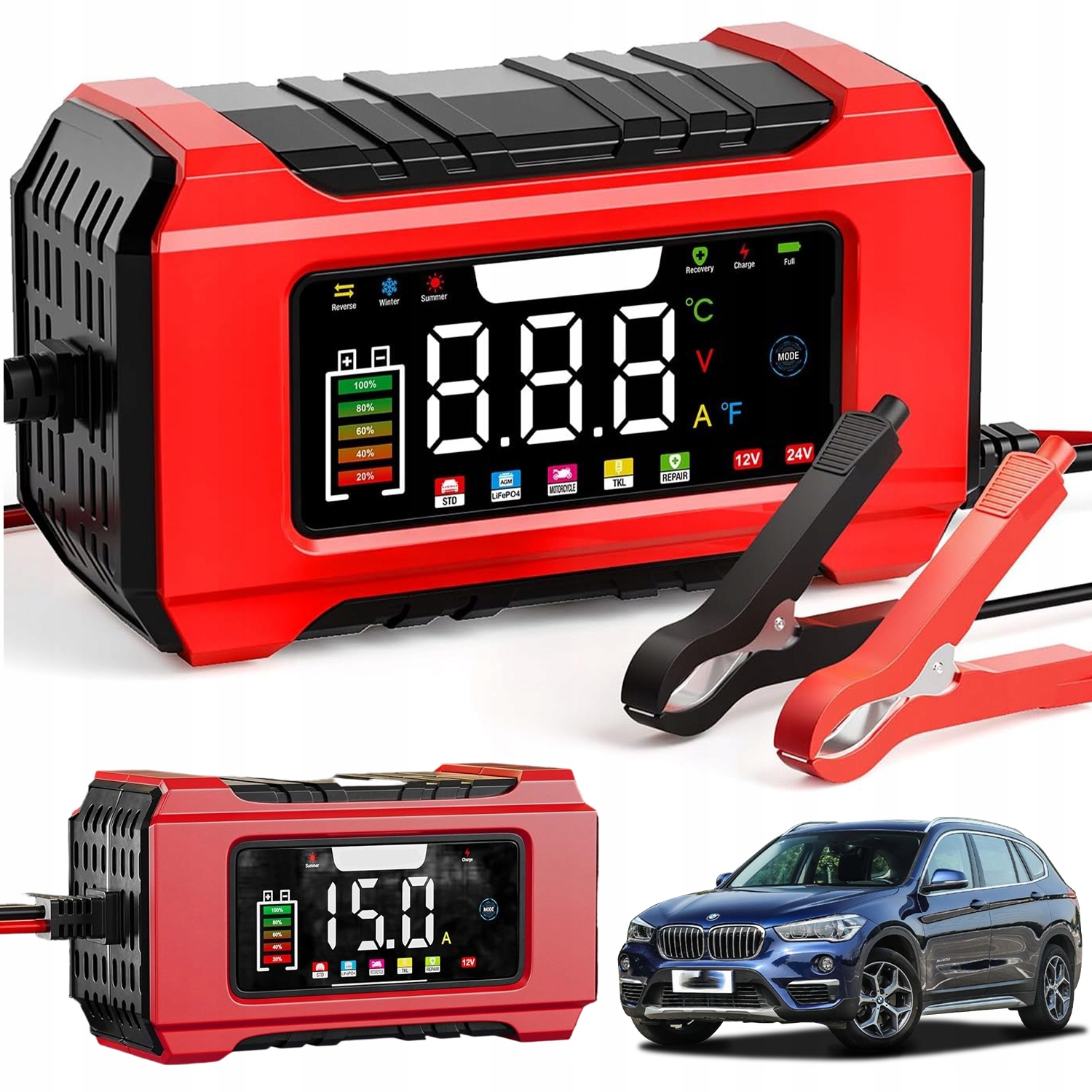 Nabíječka Do Auta Pro Akumulátory 12V/24V 15A, Automatická