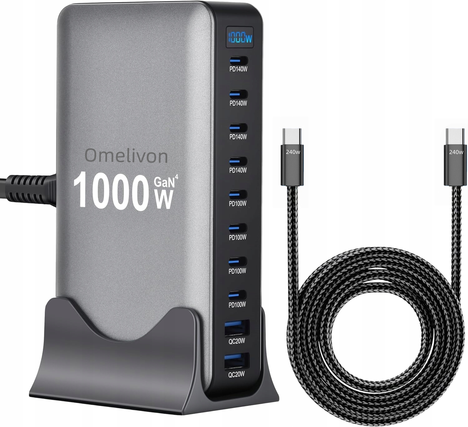 10v1 Usb C+usb A, 1000W GaN4 rychlonabíjecí stanice, pro telefon a notebook