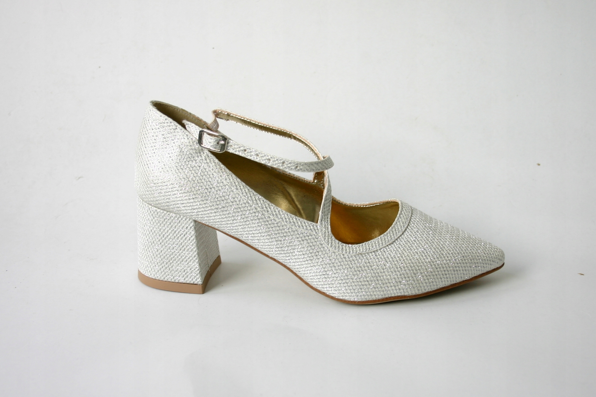 Nízké svatební lodičky s proužky stříbrné Ivet 010 outlet 36