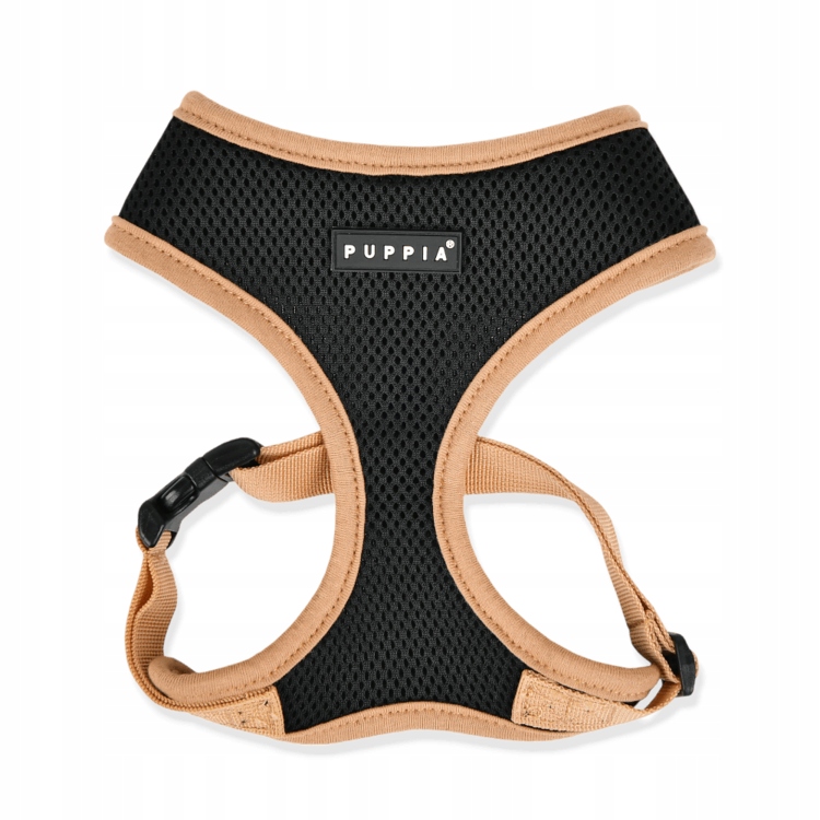 Levně Postroj pro psa Puppia Soft II Black/Beige beztlakový nastavitelný M