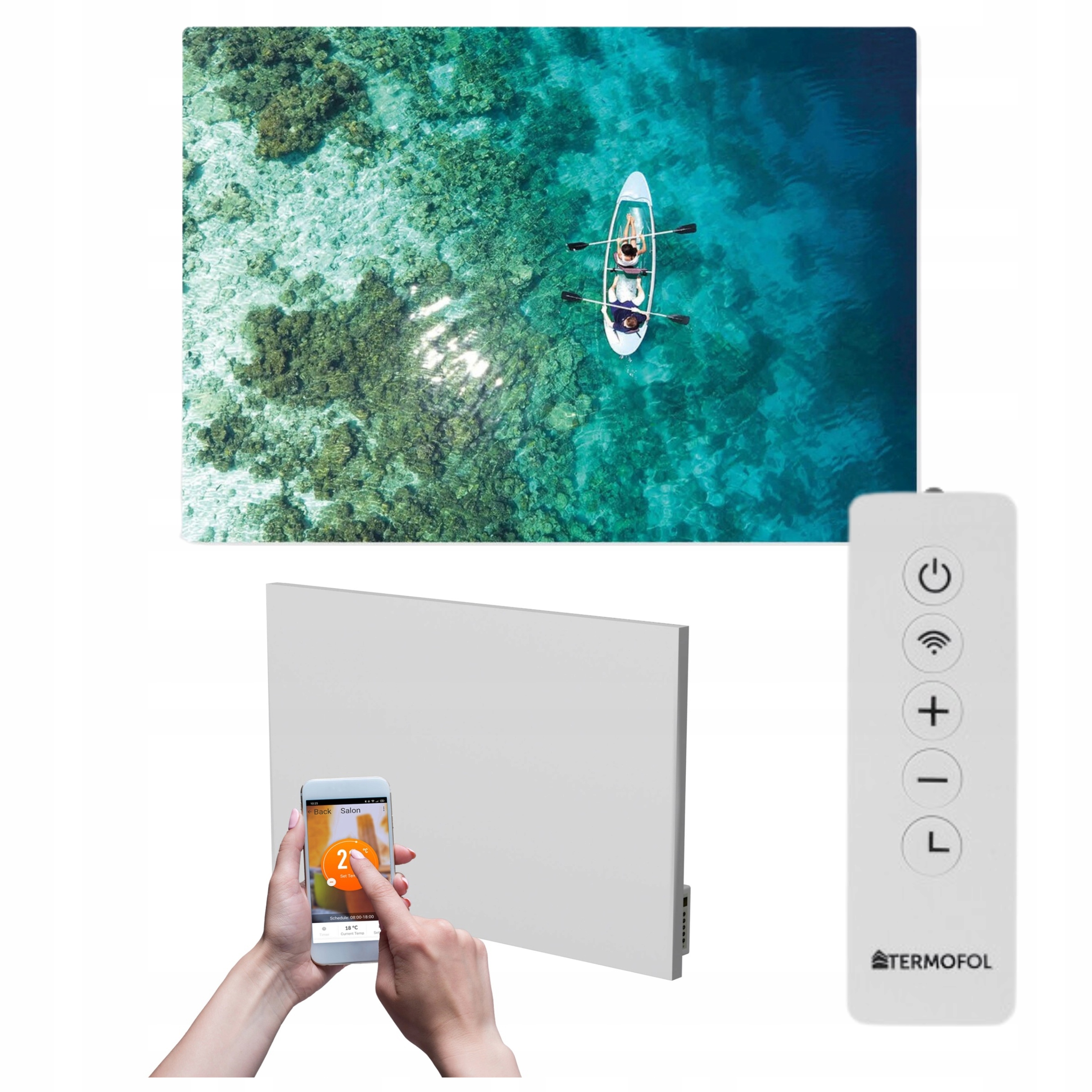 Infračervený ohrievač obraz kajak more 500W 85x60 cm WiFi