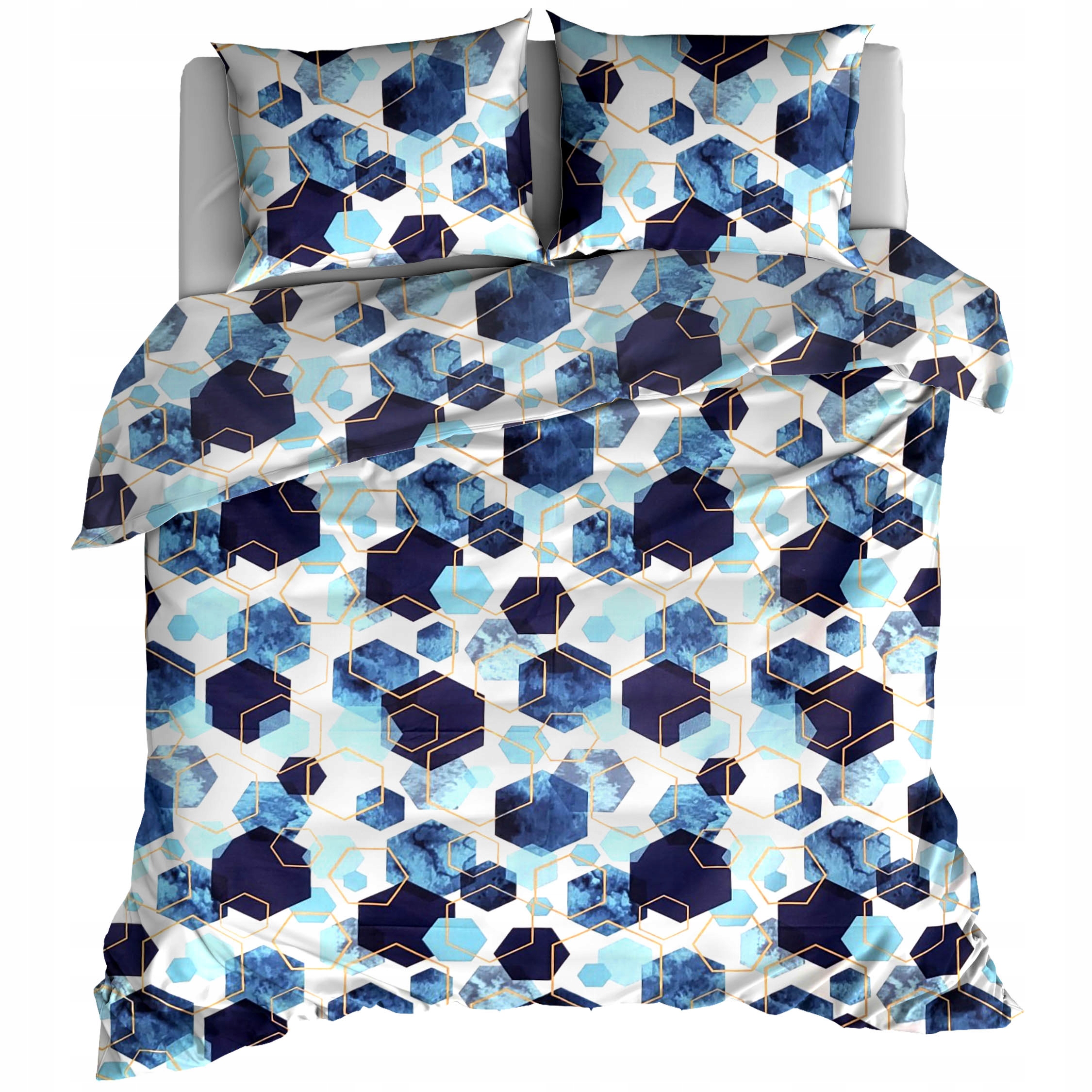 

Pościel Bawełna 160x200 Marmurek Niebieski Hexagon