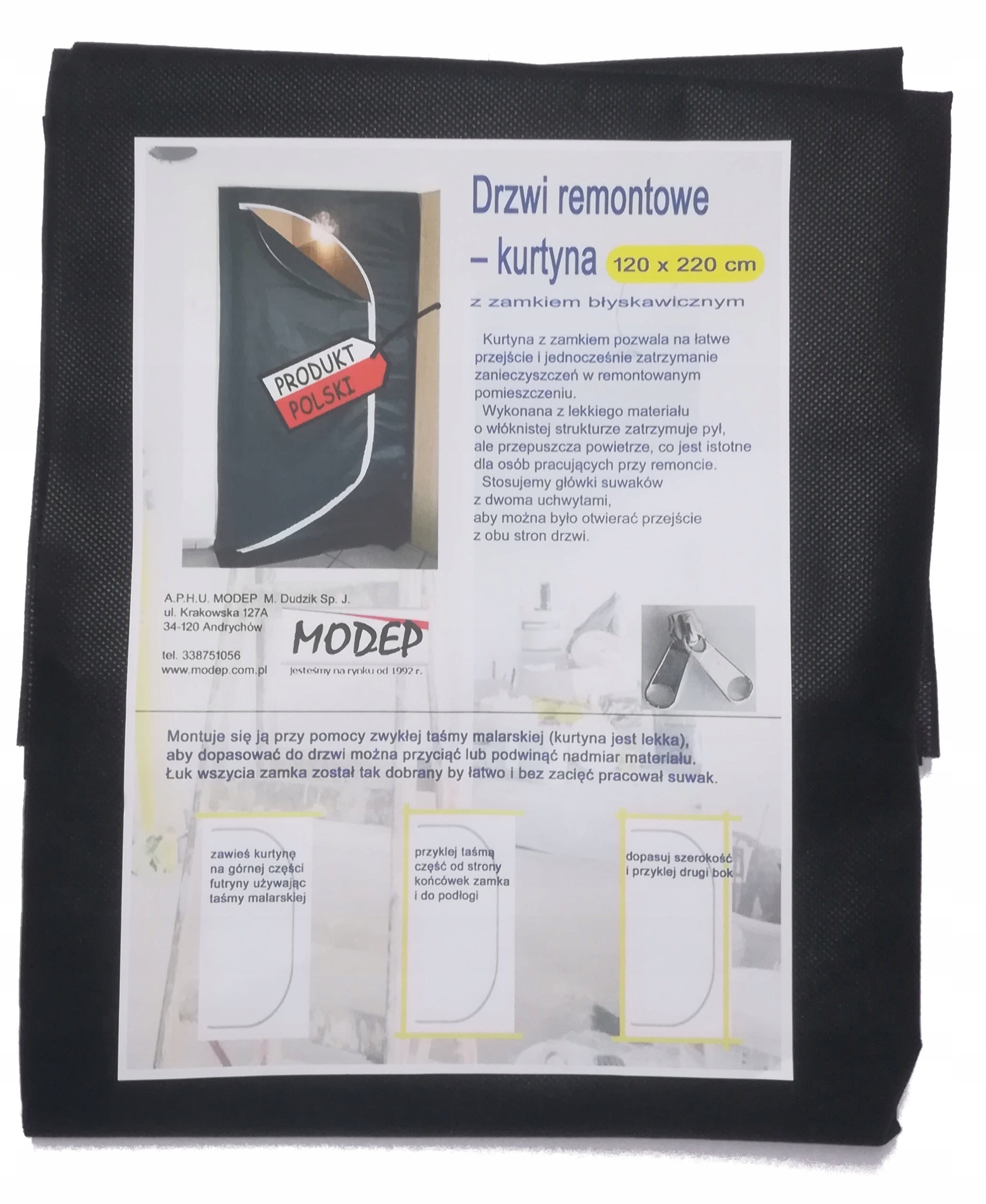 

Kurtyna przeciwpyłowa materiał 220cm x 120cm suwak