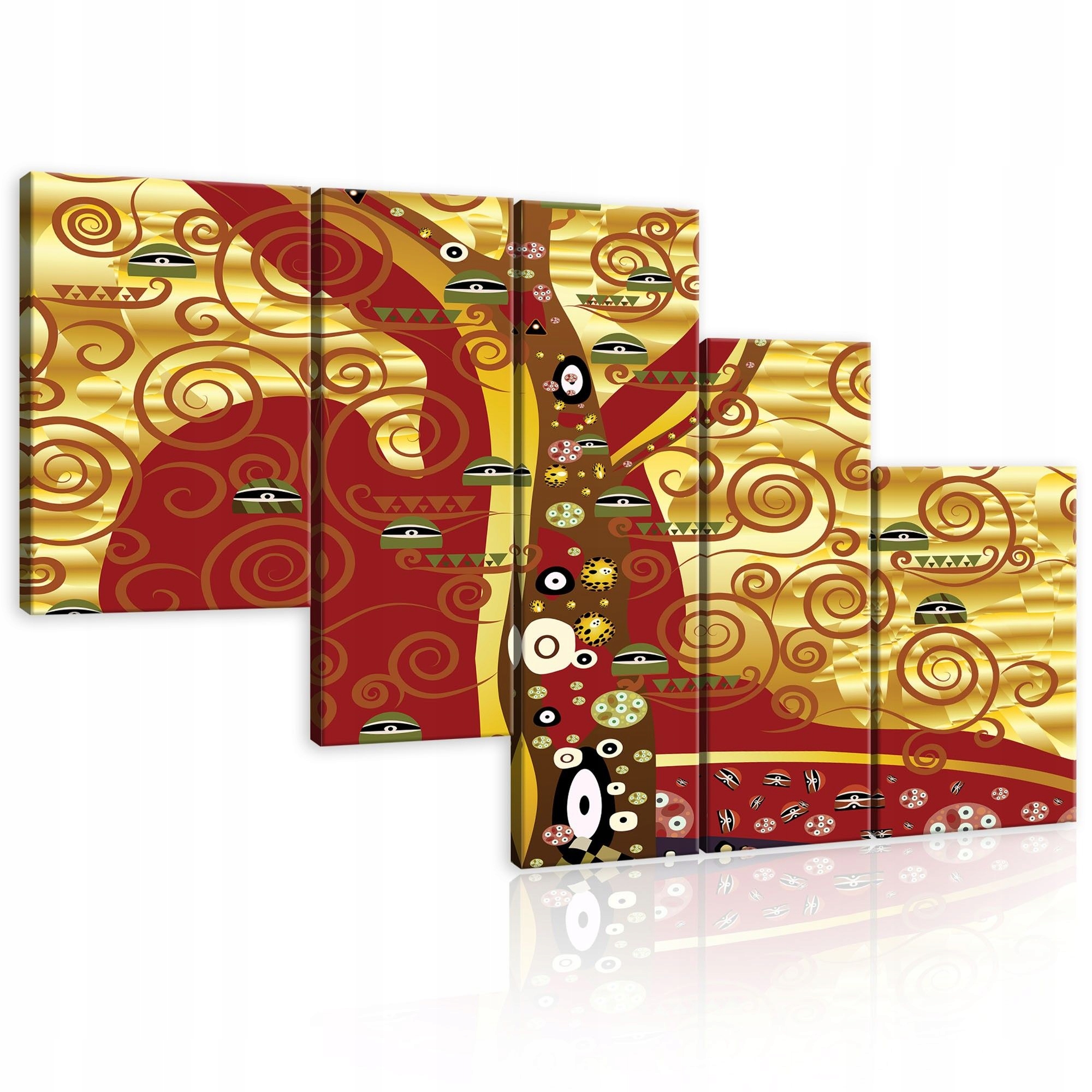 Obraz 170x100 modulárny strom života Klimt modernizm zlato červená špirála
