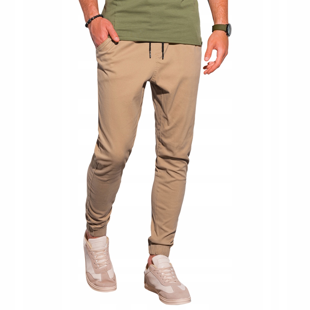

Spodnie męskie joggery casual P885 camel M