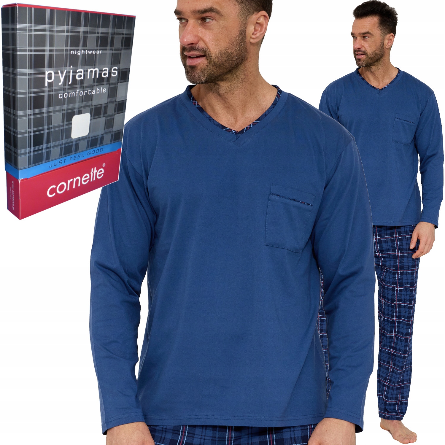 Cornette pánské pyžamo bavlna 122/210 Victor jeans XXL