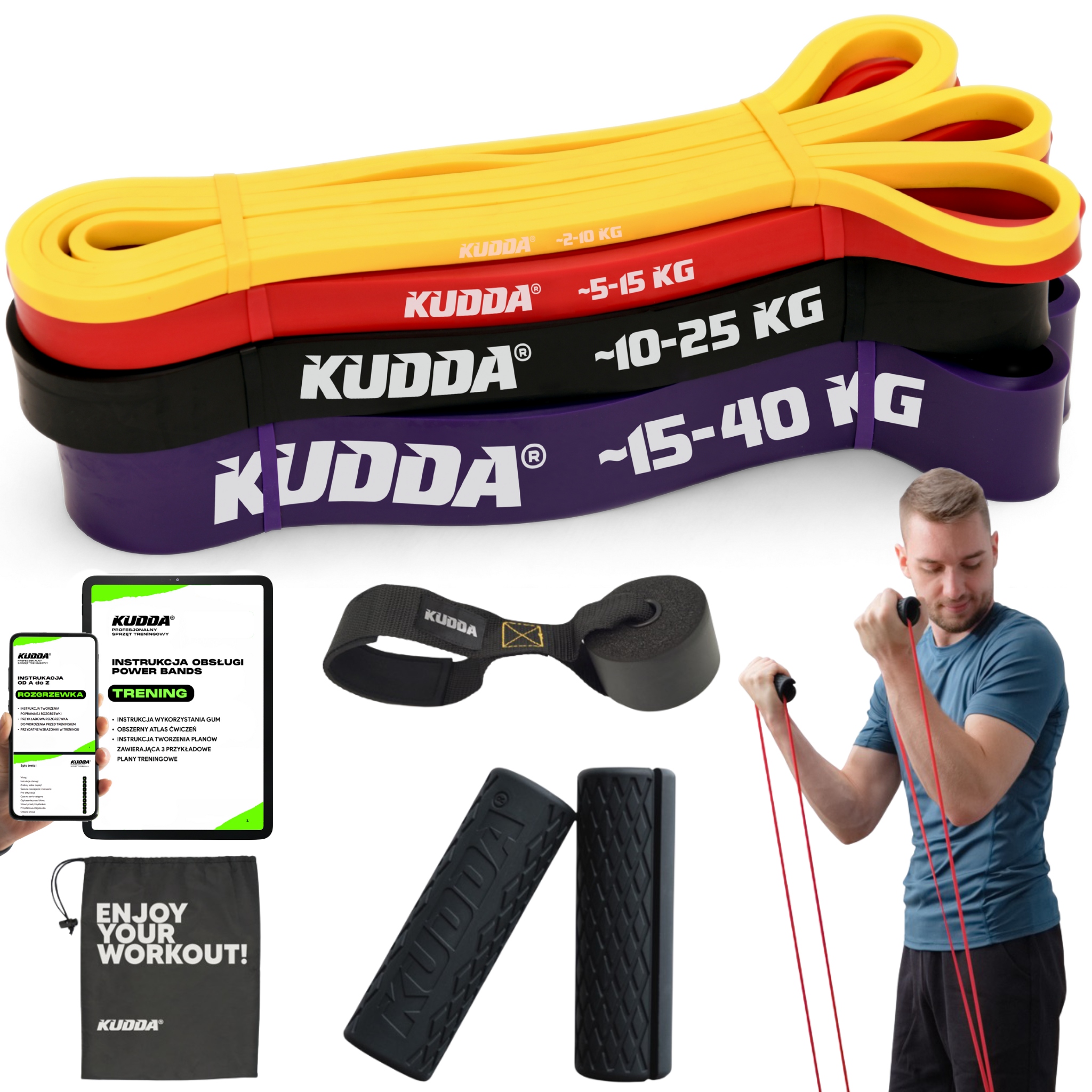 Zestaw 4 Gumy Do Ćwiczeń Power Band guma mocna taśma oporowa fitness Kudda