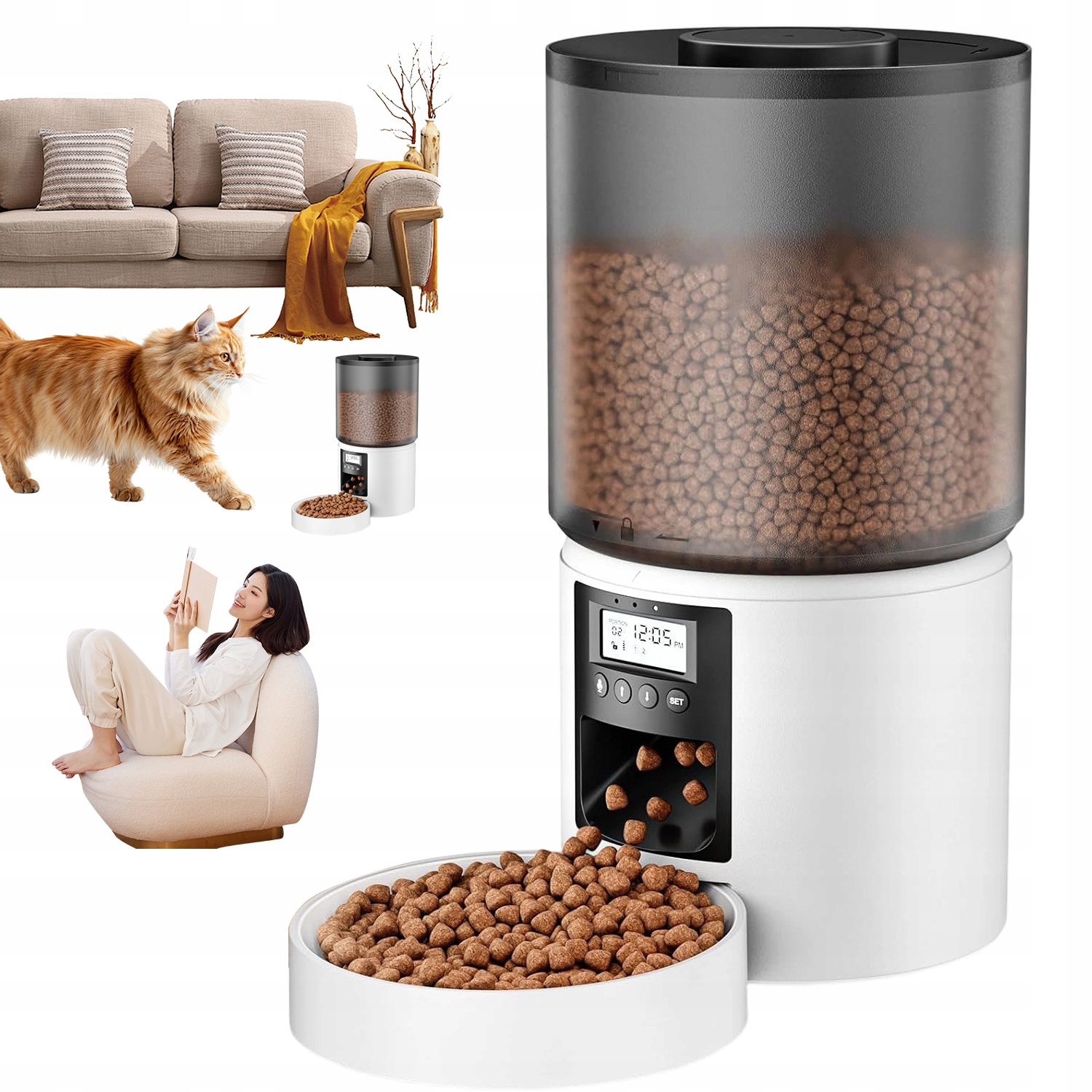 Levně Automatické Krmítko 4 L S LCD Displejem A Kontrolou Porcí