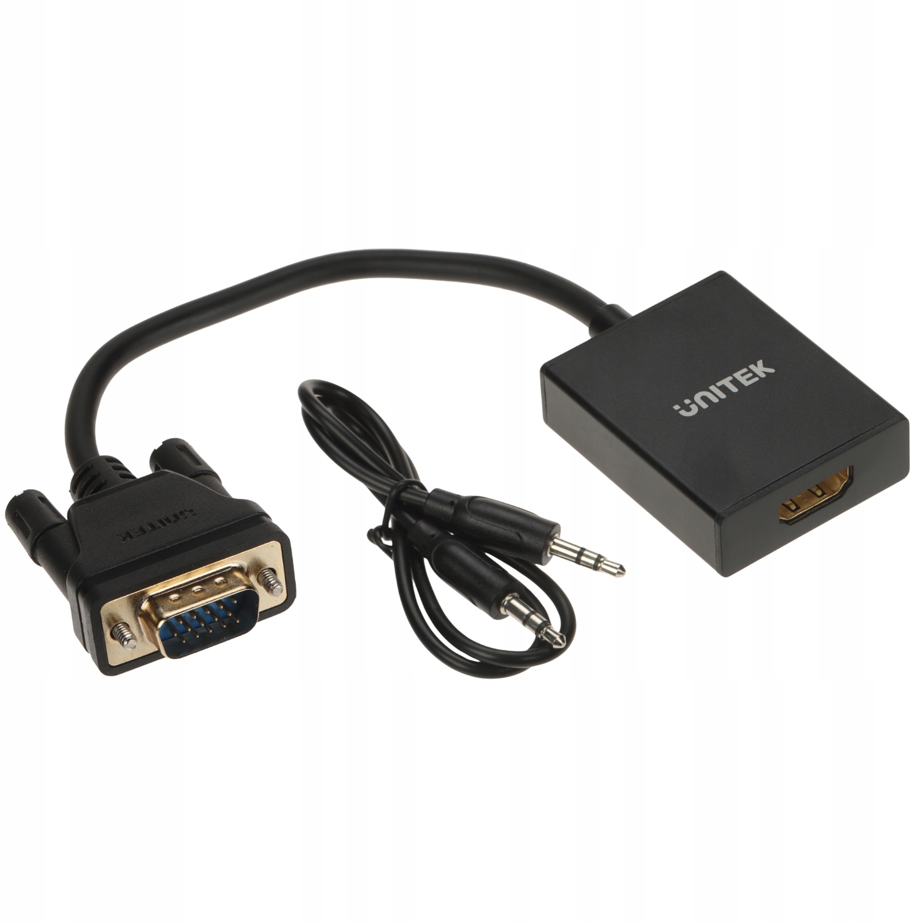 Unitek Adapter VGA męskie na HDMI żeńskie, FullHD, czarny, 15cm