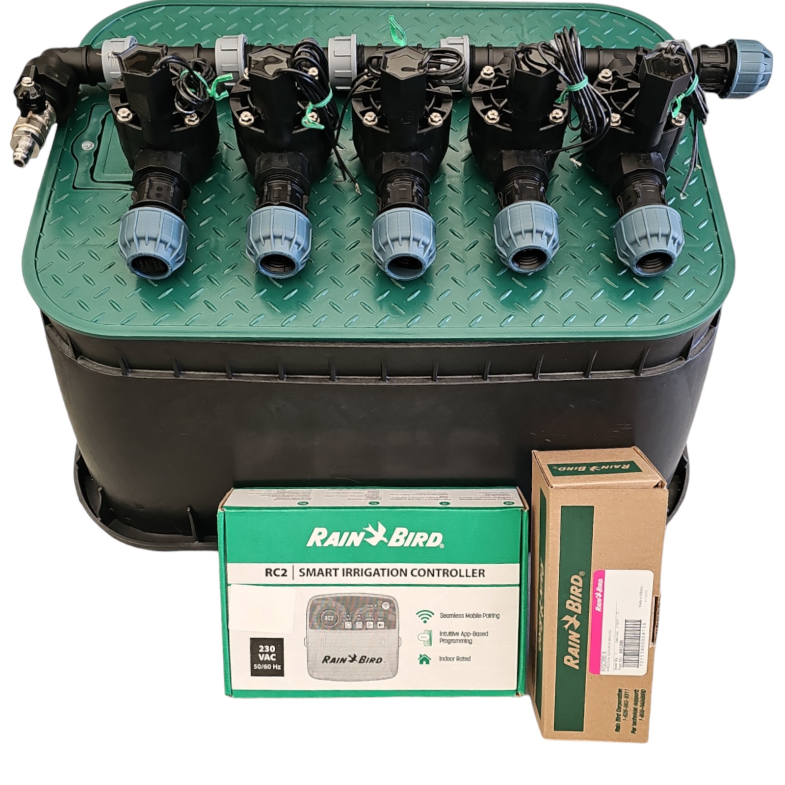 Zestaw Rain Bird 5 sekcji Kompresor RainBird Sterownik RC2 WiFi Czujnik 25