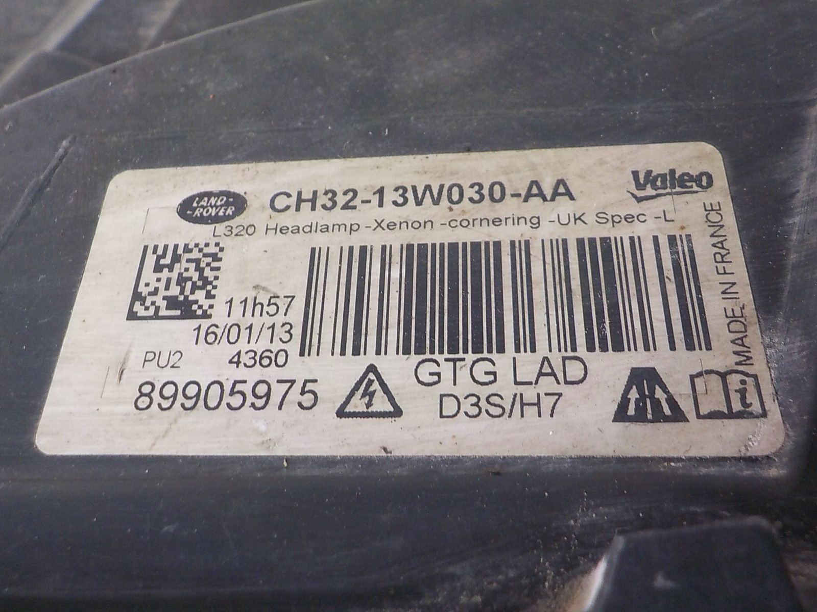 RANGE ROVER SPORT L320 XENON LIFT light left front front UK