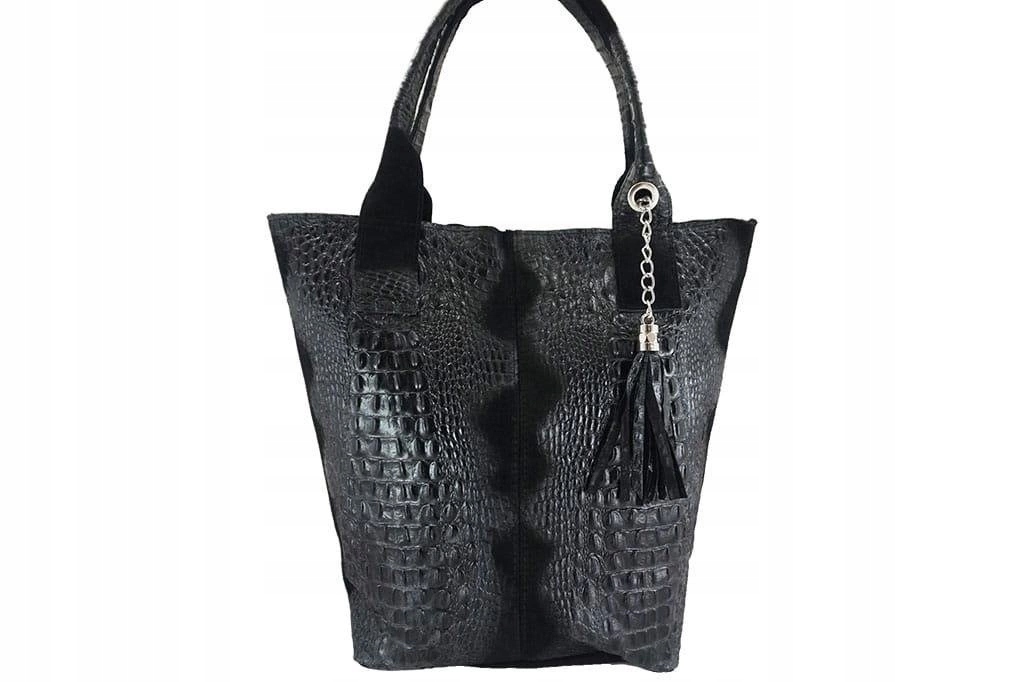 Kabelka typu shopper formátu A4 se zvířecím motivem, barva černá