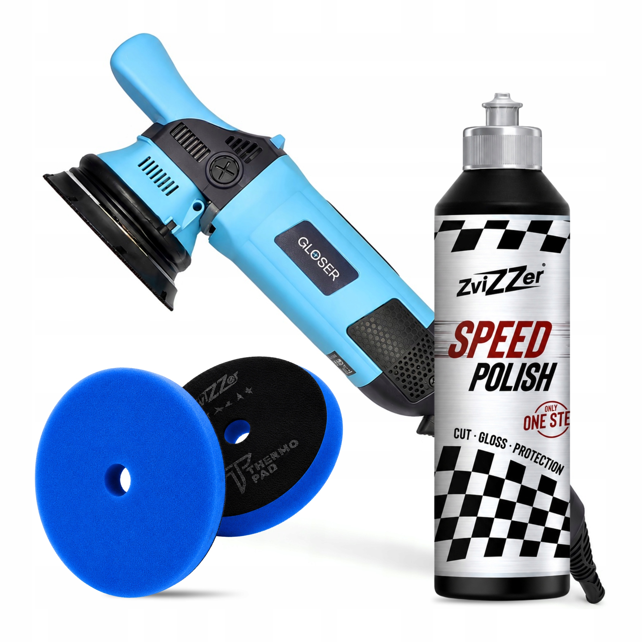 Gloser Da 15 mm sada ZviZZer Speed Polish Thermo Pad Blue na leštenie