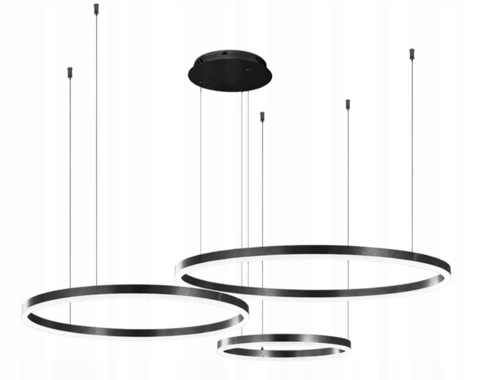 

Lampa Led Ring Czarna Lampa Wisząca 60/40/20