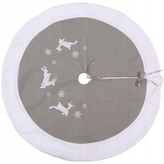 DYWANIK świąteczny POKROWIEC pod choinkę RENIFERY szary