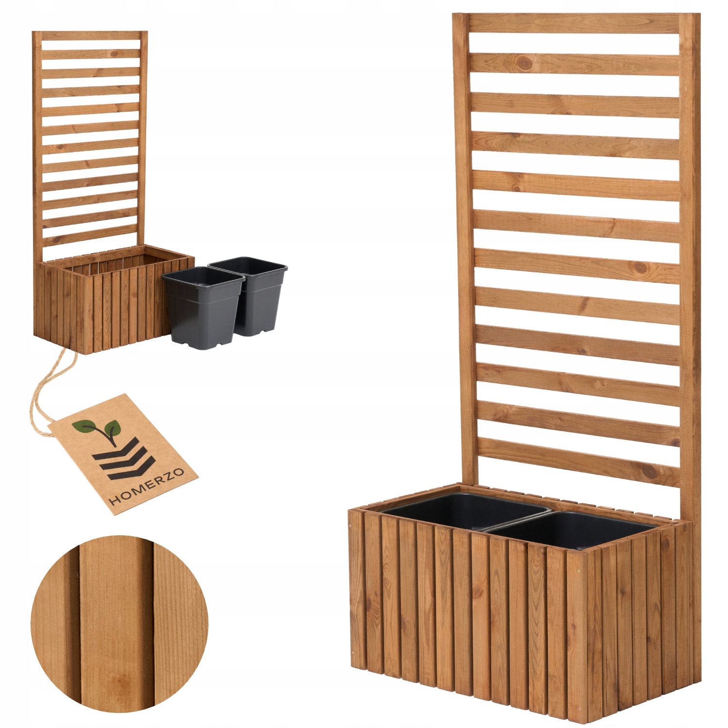 Duża donica ogrodowa drewniana wysoka 140cm, wkład 2x18l taras balkon ogród