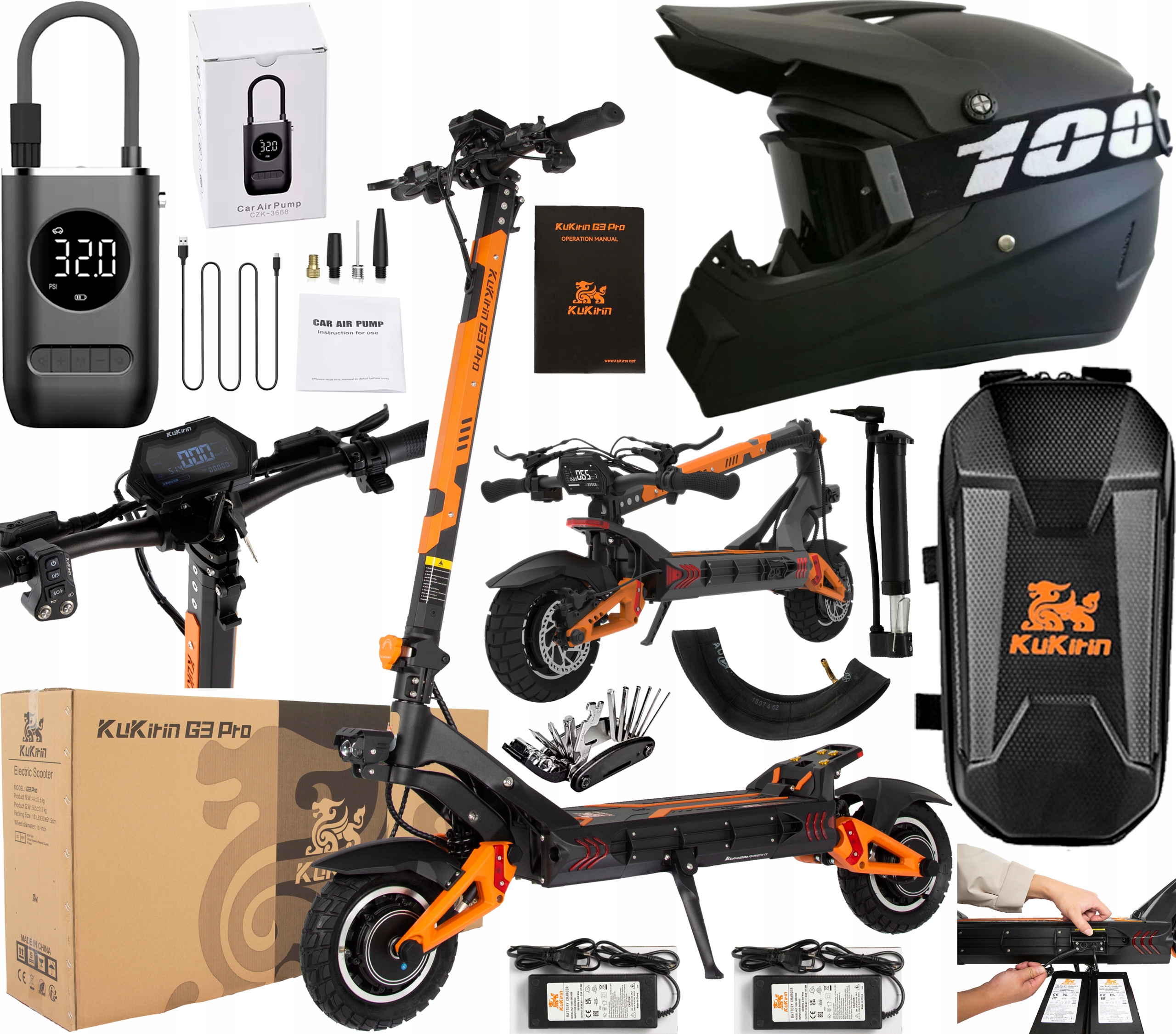 Kukirin G3 Pro Składany 52 V 23.4 Ah 2400 W 65 km/h 80 Km 10" Terenowy Pl