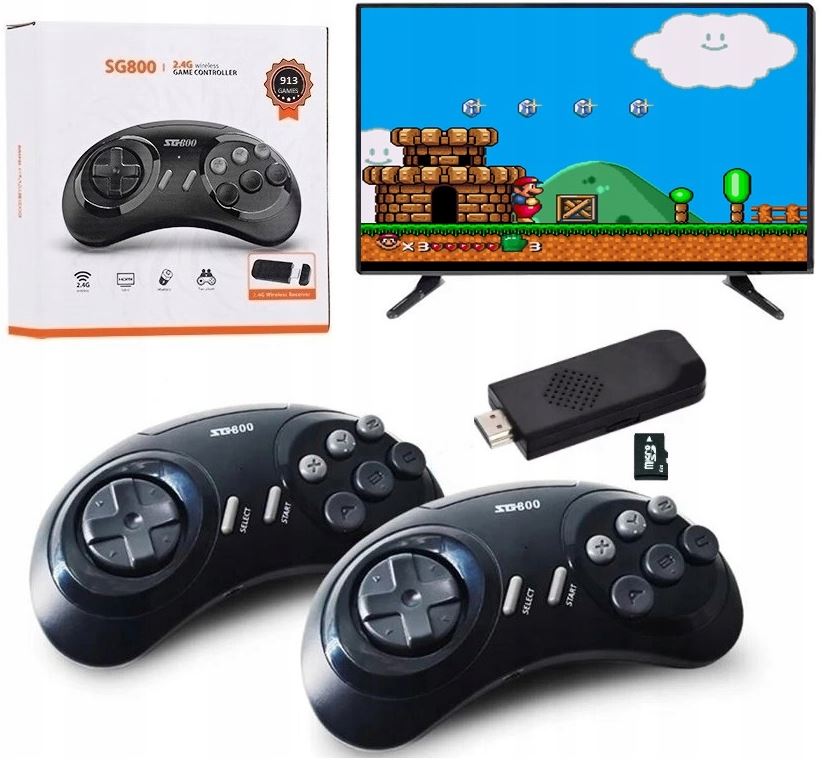 Gra Telewizyjna Retro Tv Mini Konsola Bezprzewodowa Hdmi 900+ Gier 2 Pady