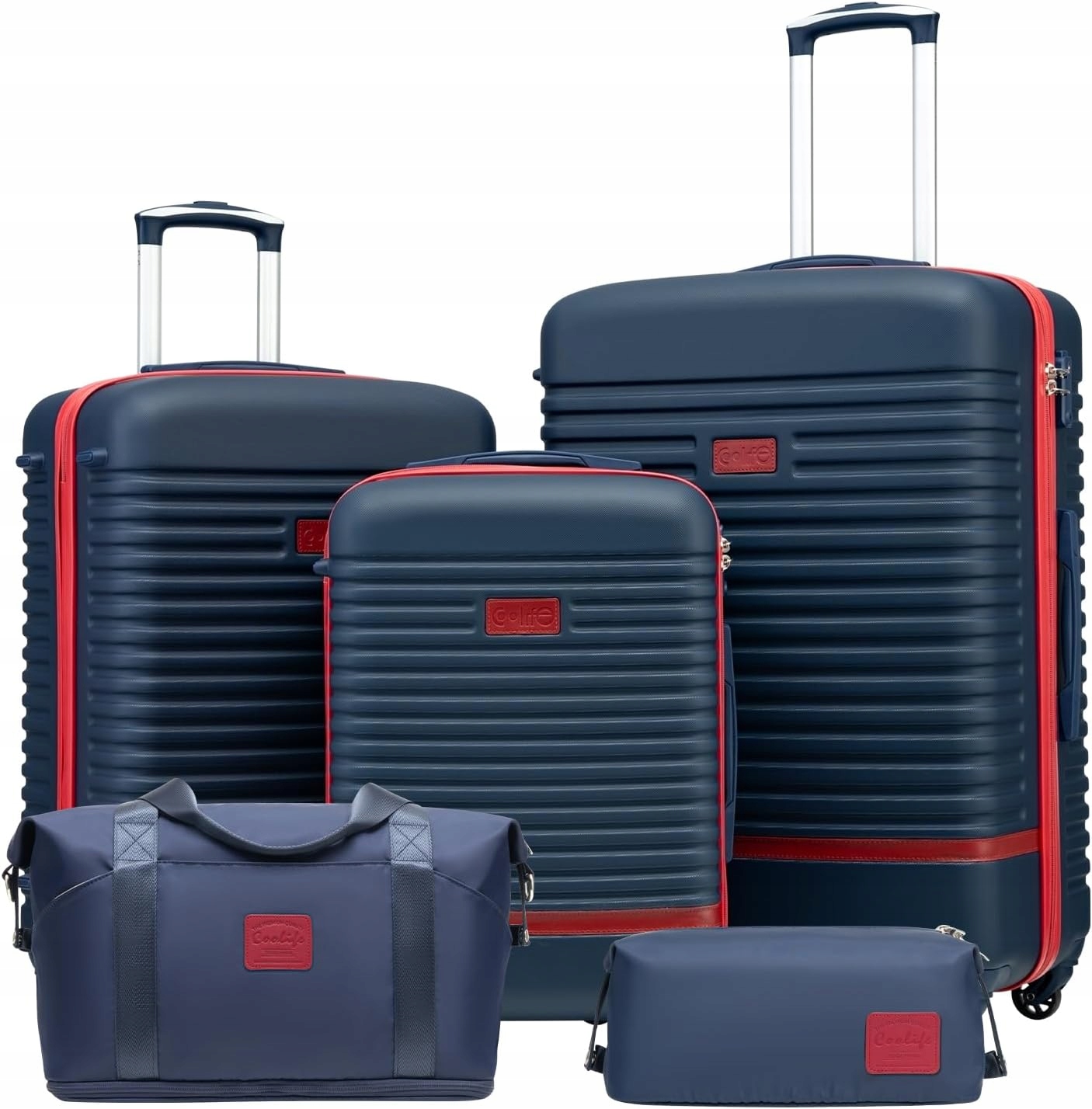 Sada Tvrdých Kufrů 5V1 Příruční Cestovní Zavazadlo Kosmetická Taška