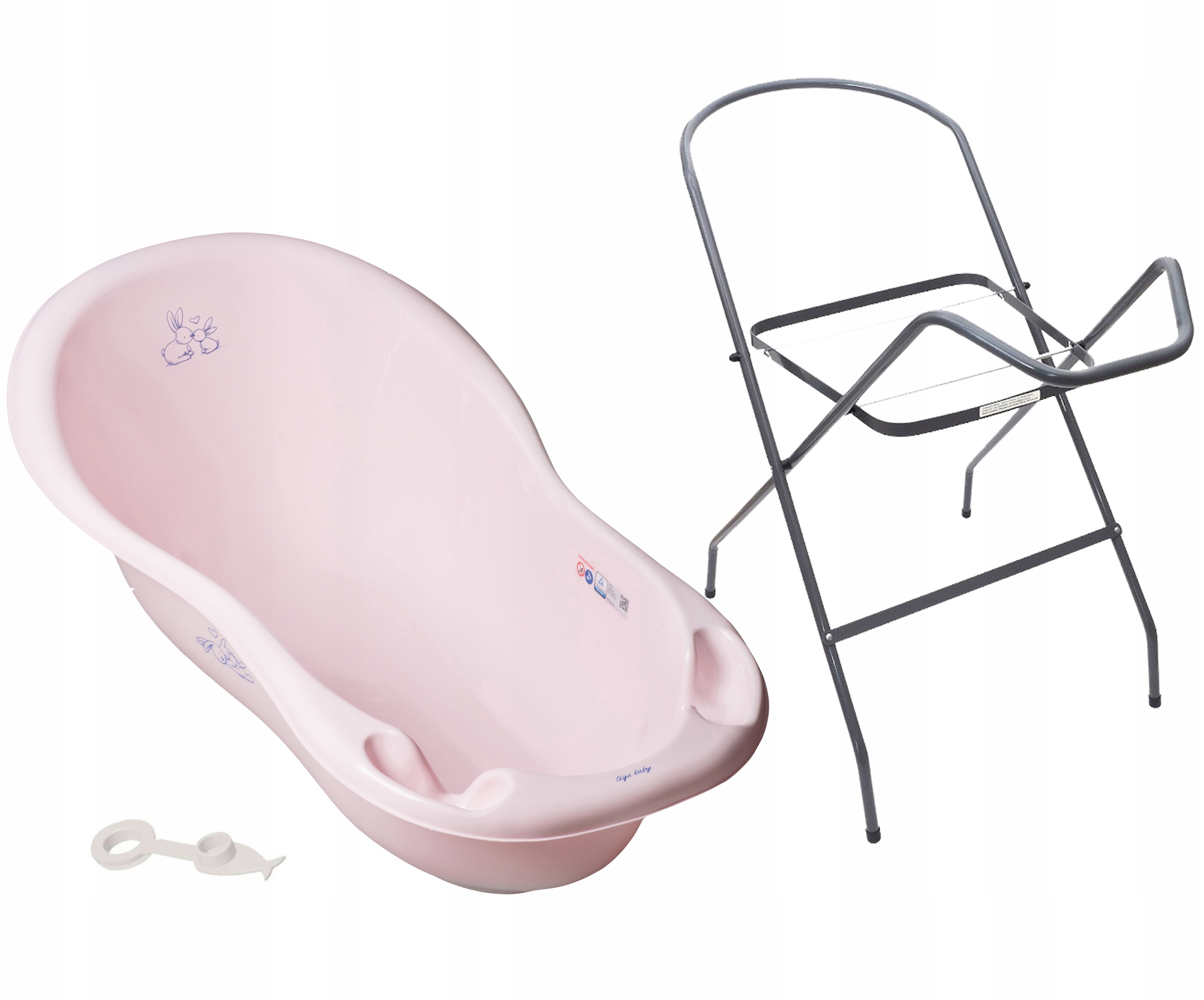 WANIENKA DLA DZIECKA DUŻA "ZESTAW 3w1" TEGA BABY WANNA + KOREK + STOJAK Materiał tworzywa sztuczne