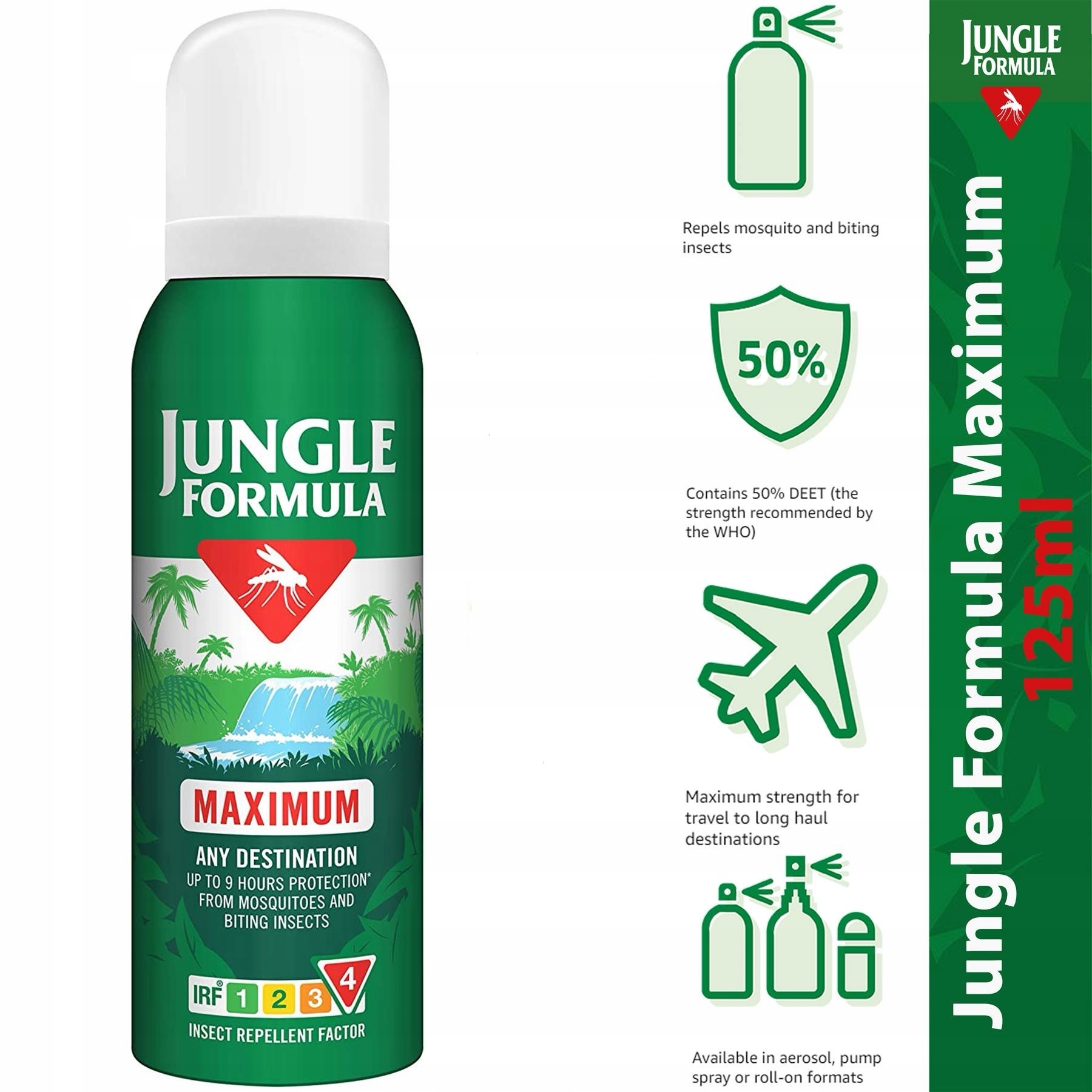 Jungle Formula Maximum IRF4 aerozol na komary, kleszcze owady gryzące 125ml