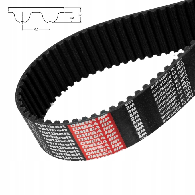 Pas pasek zębaty Htd 8M 1264 Hp szer. 30 mm Optibelt 158 zębów Wzmocniony