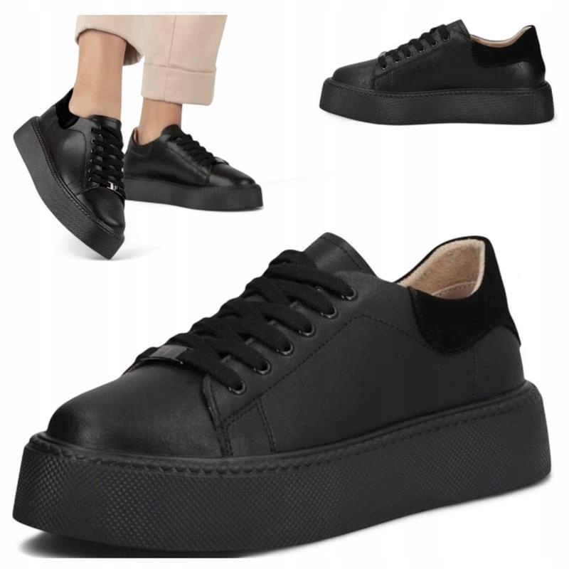Sneakersy damskie 39 skórzane półbuty Filippo na platformie modne