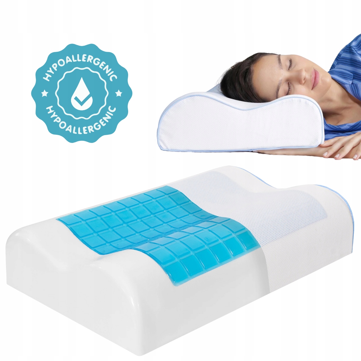 Chłodząca Poduszka Ortopedyczna Asya Gel do Spania na Plecach i Boku