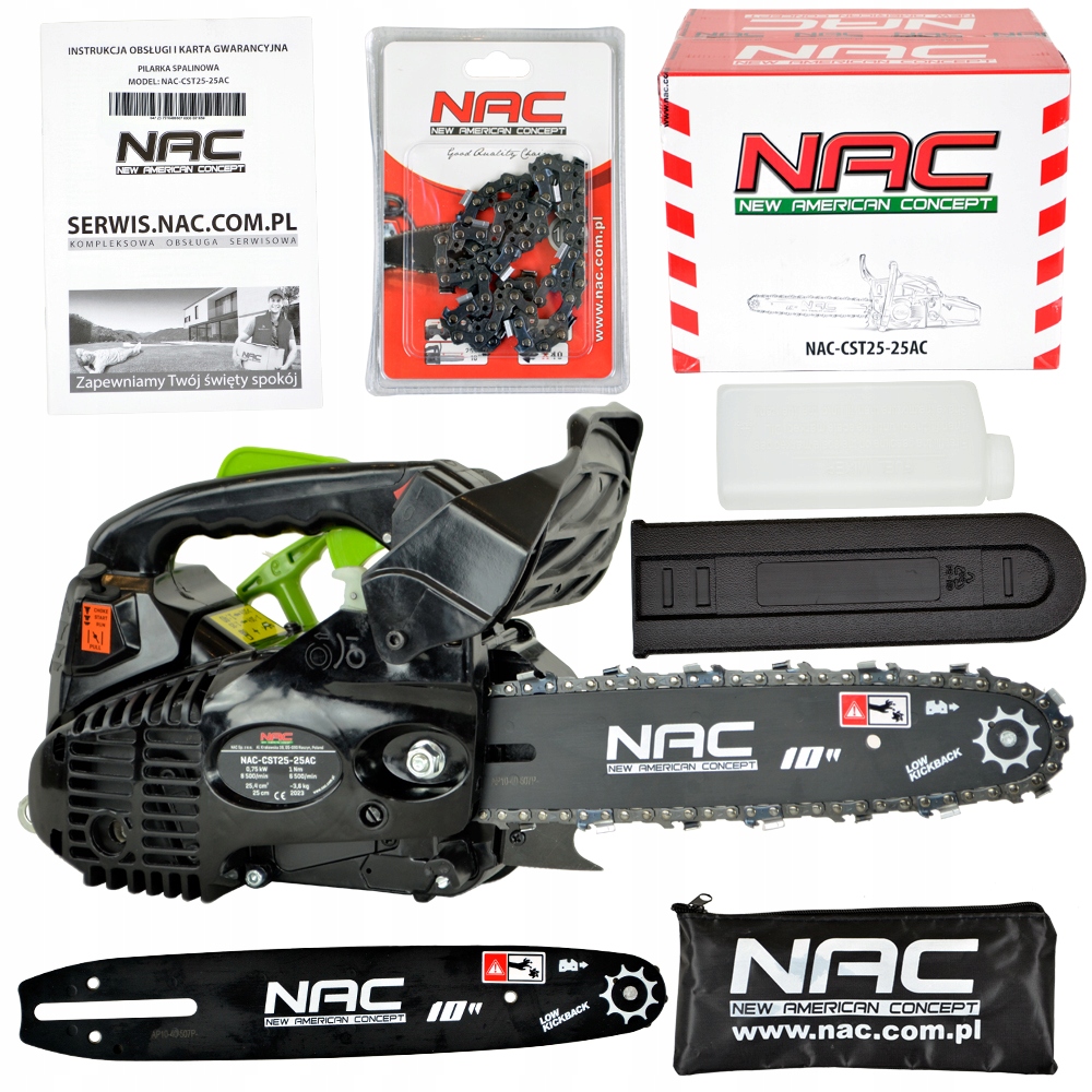 Piła Pilarka Spalinowa Nac Gałęziówka 1.02 Km Prowadnica 25 CM Lekka Mocna