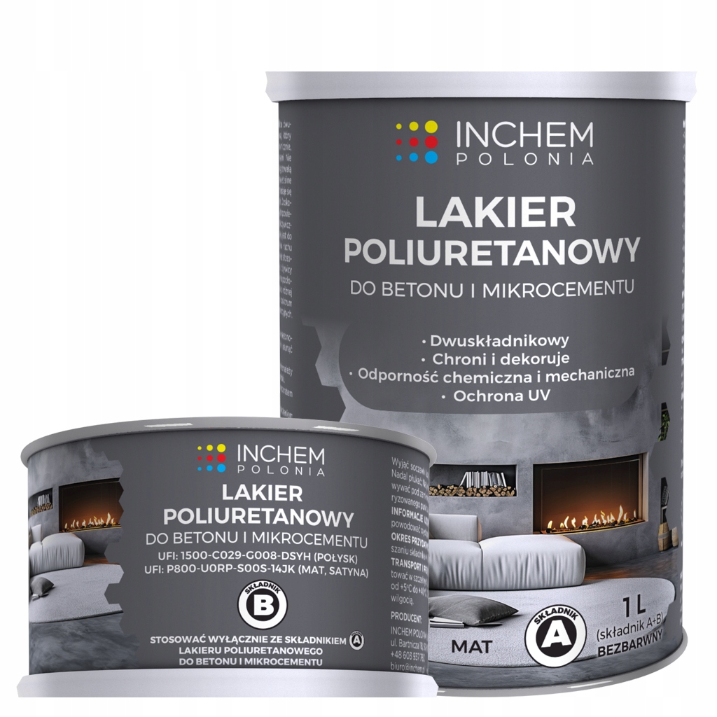 Poliuretanowy Dwuskładnikowy lakier do betonu A: 800ml B: 150ml Mat