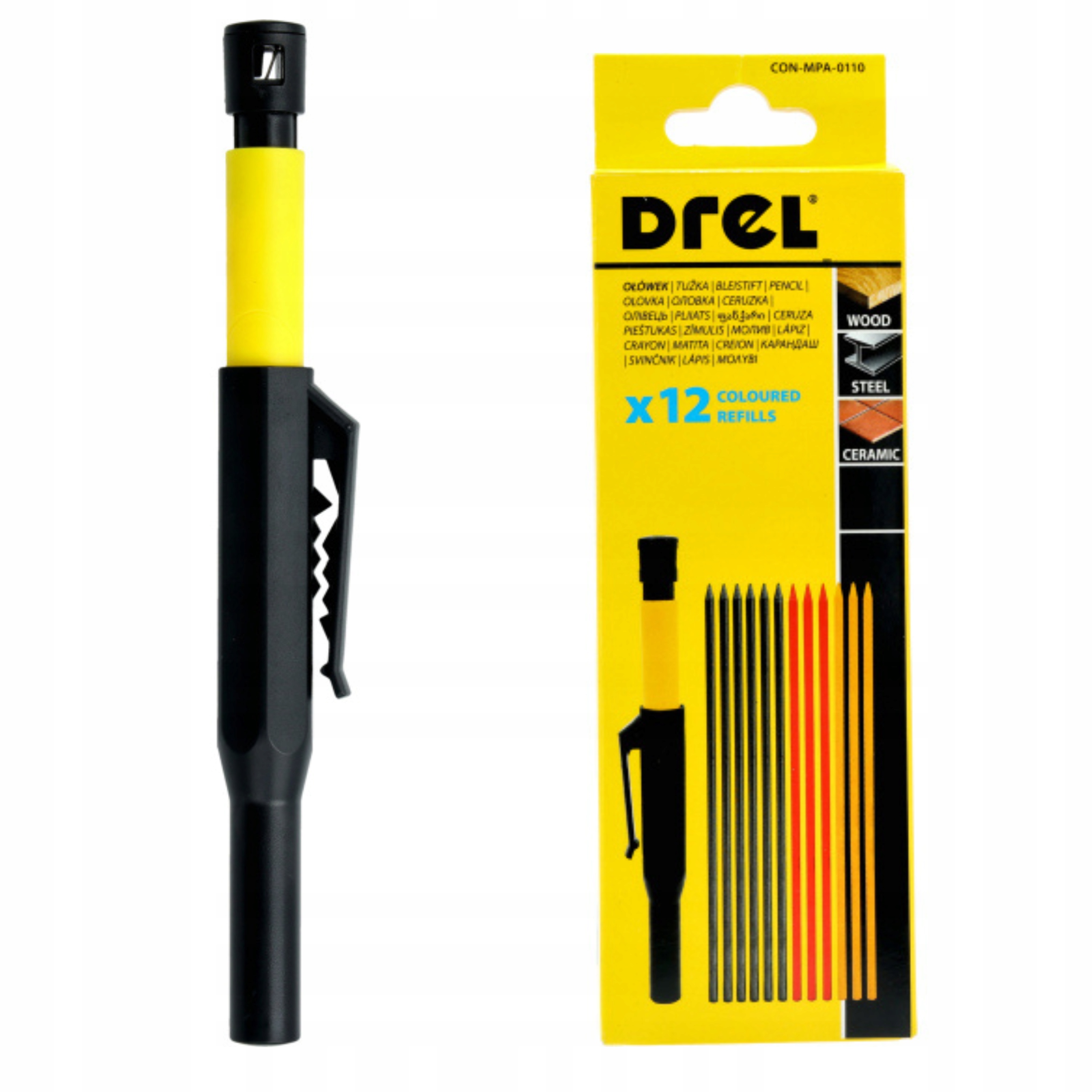 OŁÓWEK STOLARSKI BUDOWLANY AUTOMATYCZNY Z TEMPERÓWKĄ 12 SZT WKŁADÓW OŁÓWKI Twardość HB