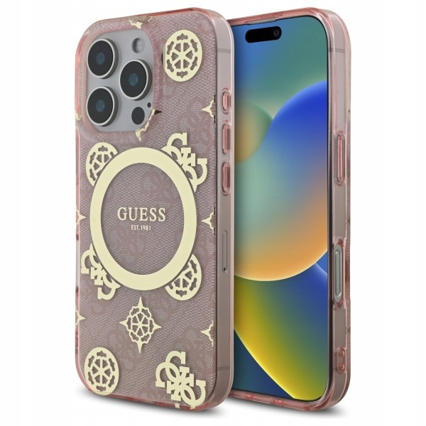 Originální pouzdro Guess pro iPhone 16 Pro 6.3", růžové pouzdro, obal MagSafe