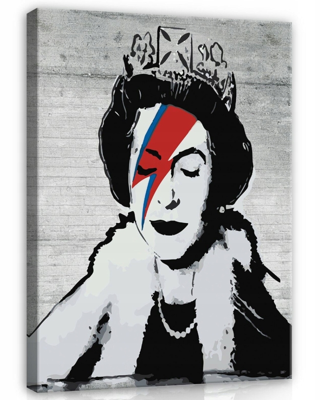 Obraz 75x100 Pop-art Královna Alžběta Bowie ikona vzpoura šok umění