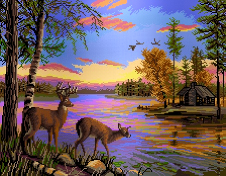 Kanwa Haft Krzyżykowy 51x40 Pejzaż Leśny 7218