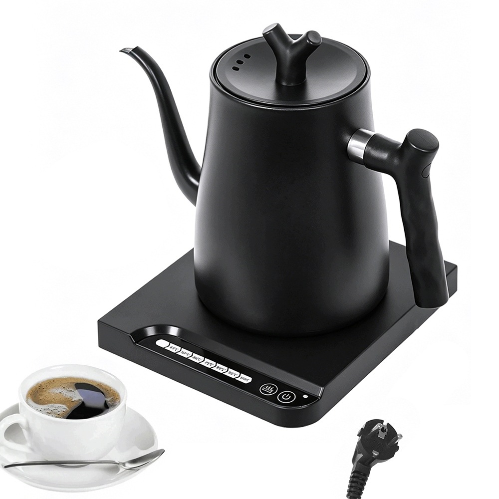 Elektrická varná konvice s dlouhým výtokem kovová 1000W 1L Černá Barista Konvice