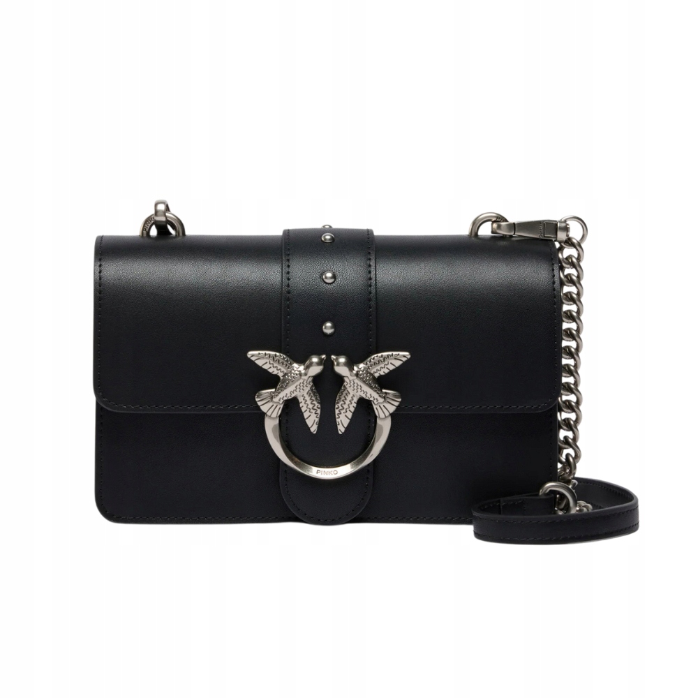 Pinko Černá psaníčko Love One Mini St. Cl Vitello Seta