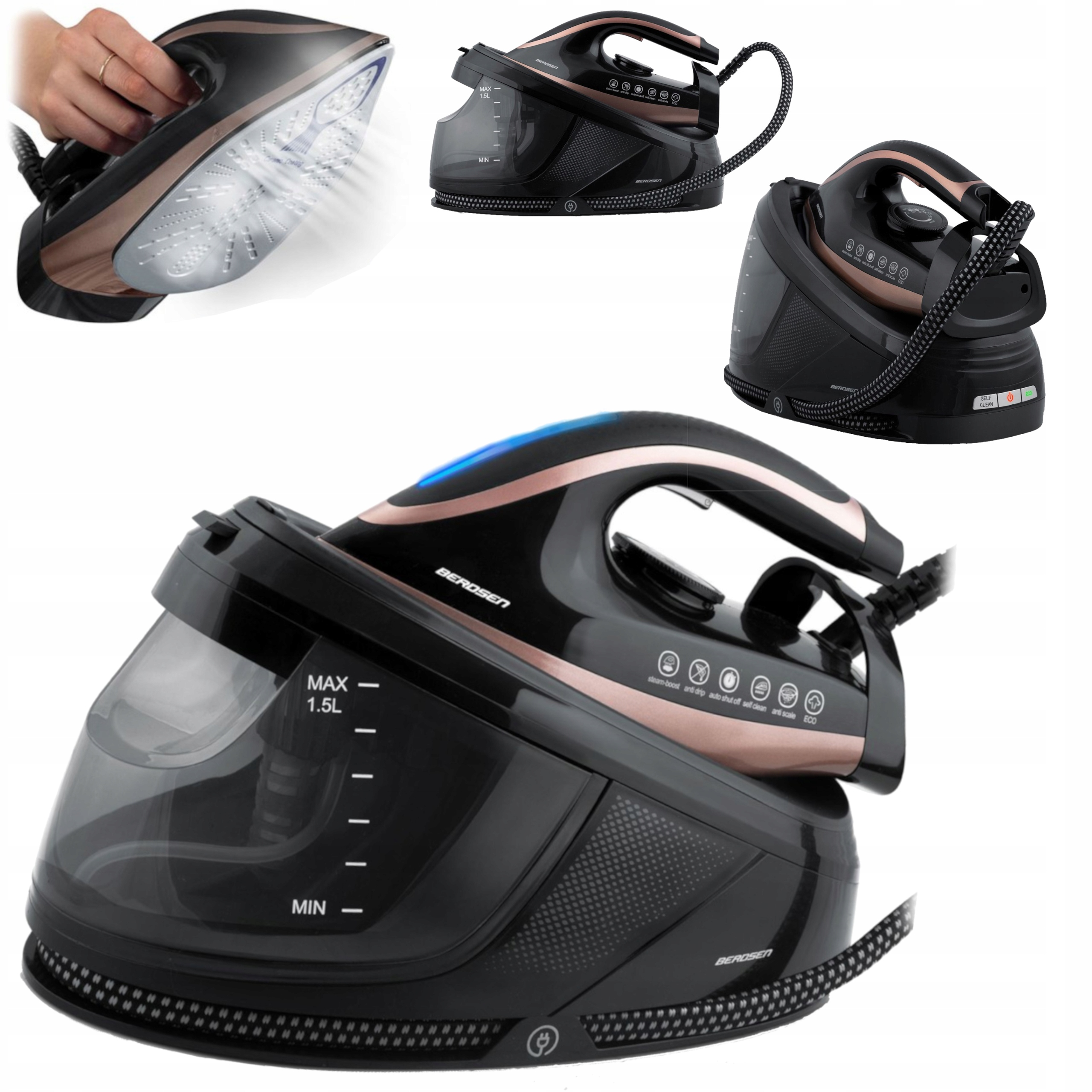 Parní stanice žehlička s parním generátorem 3000 W Berdsen BD-334 s keramickým povrchem