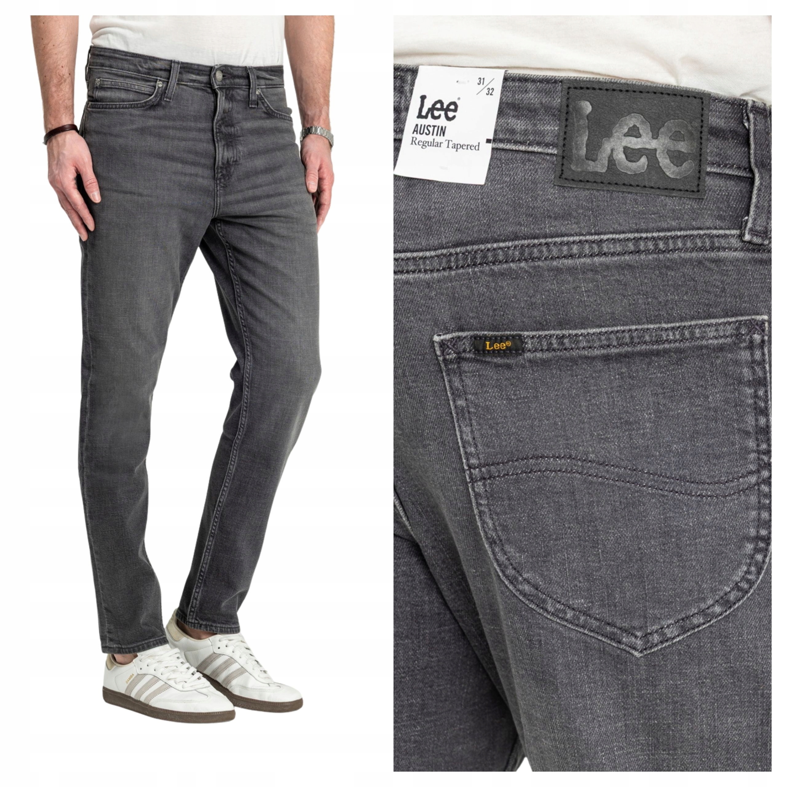Pánské kalhoty Lee Austin Regular Fit Jeansy W32 L34 Šedé Dark Smoke