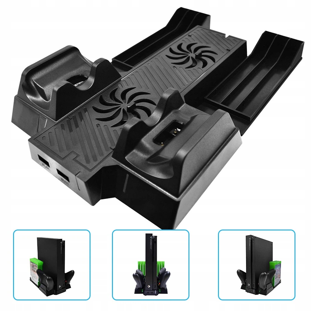 STACJA CHŁODZĄCA DO XBOX ONE X 2 WENTYLATORY ŁADOWANIE KONTROLER USB
