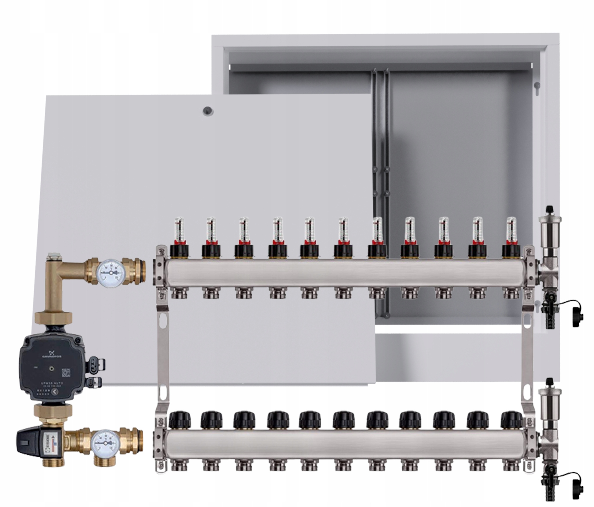 Nerezový rozdělovač pro podlahu 11, nástěnný box Pumpa Grundfos