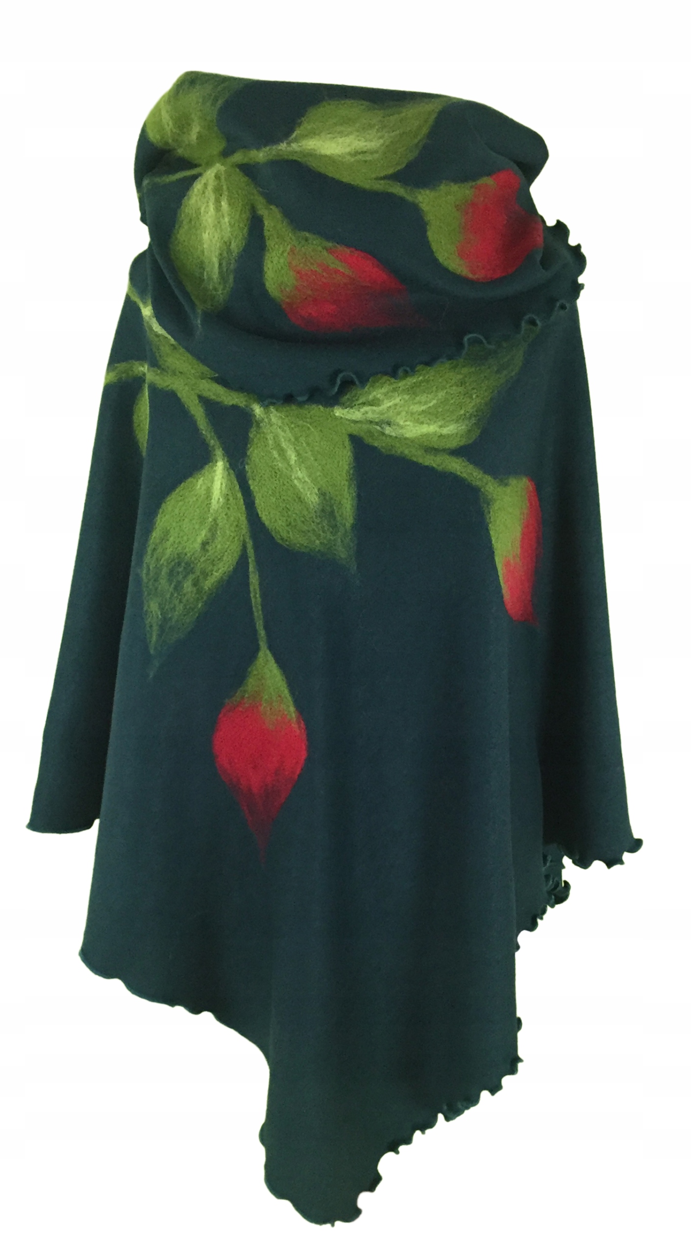 

Ponczo XL komin malowane wełną wzór dzianina 568