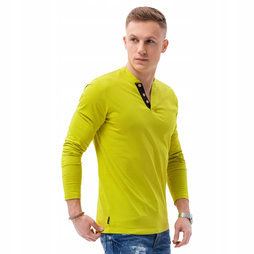 

Longsleeve męski z guzikami limonkowy L133 M