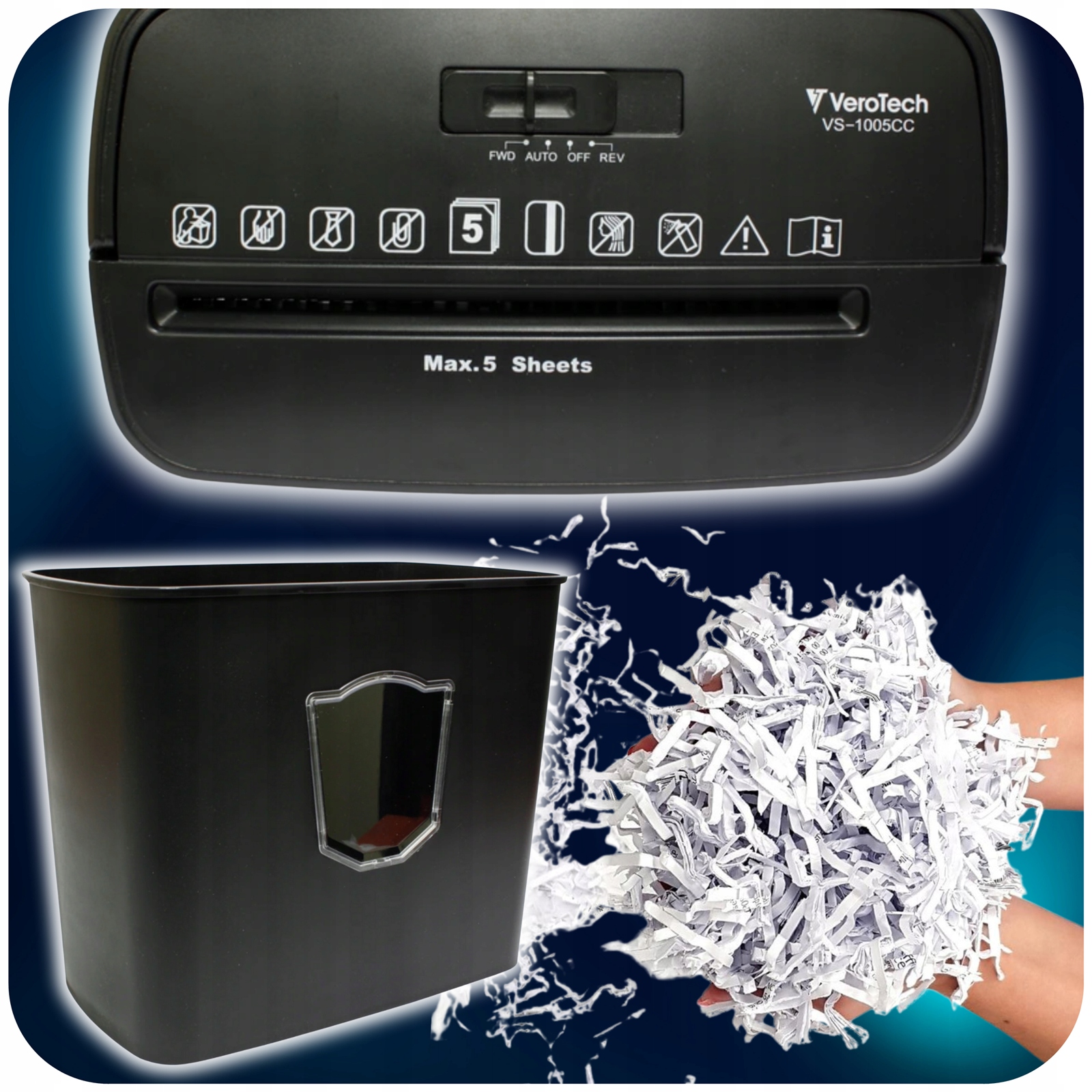 Niszczarka Dokumnetów Papieru 1005cc RODO P4 Biurowa Ścinkowa NOWY MODEL Marka inny