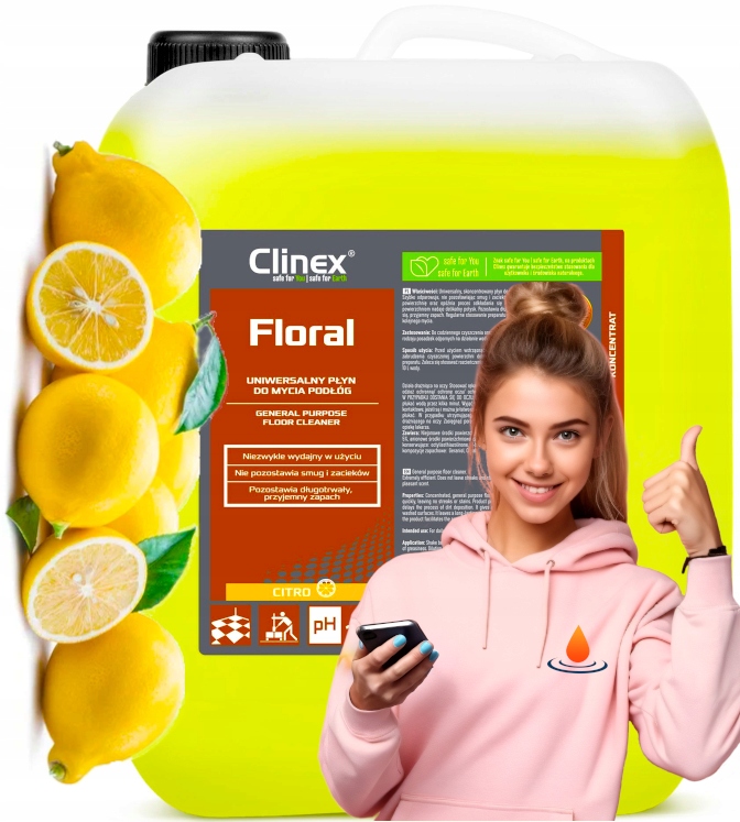 Clinex Floral Citro 10L, płyn do mycia posadzek