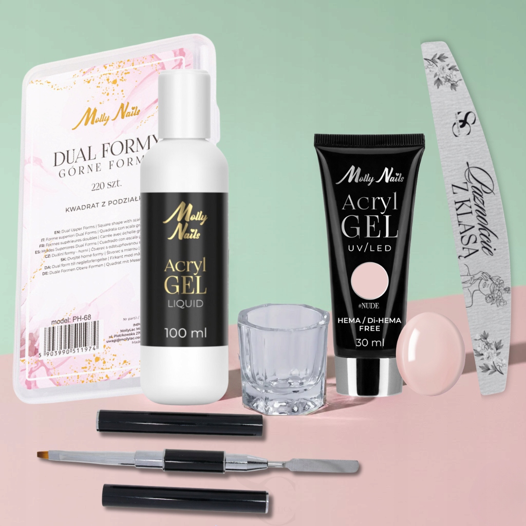 Molly Nails набір для нарощування нігтів акриловий в тюбику Nude 30мл — фото 10